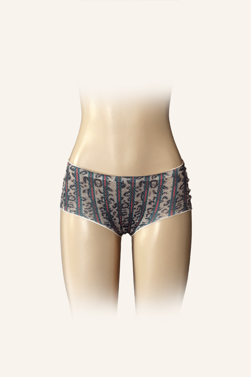 High-Waisted Animal Print Mesh Briefs