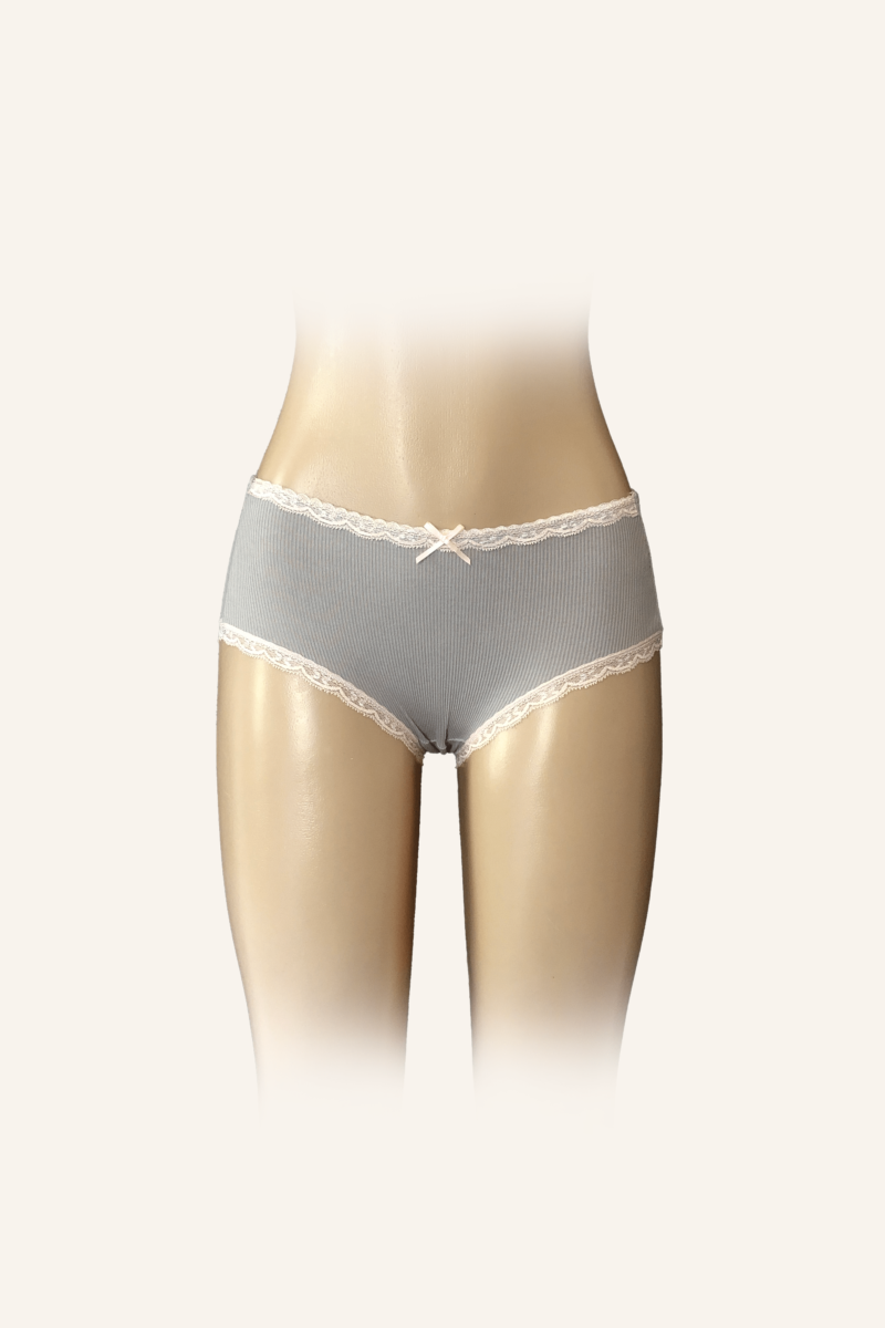 High-Waisted Lace Trim Ribbed Briefs