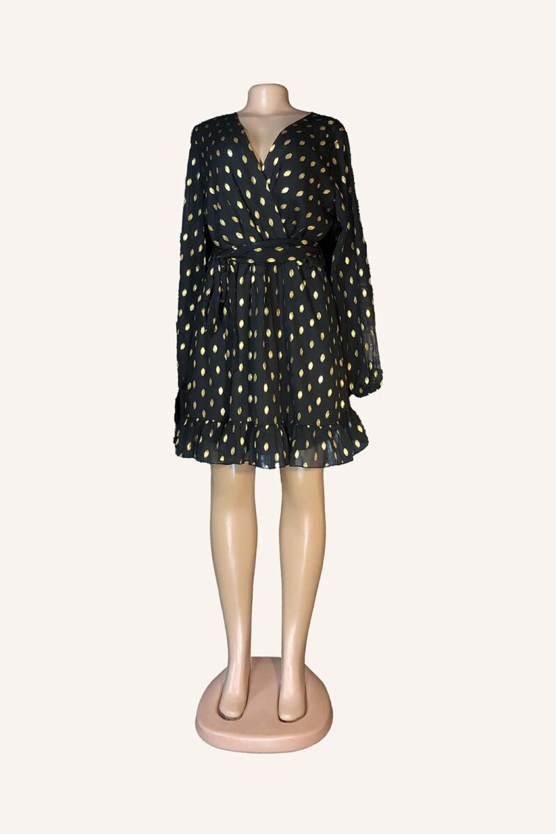 New Look Glam Wrap Dress with Gold Accents