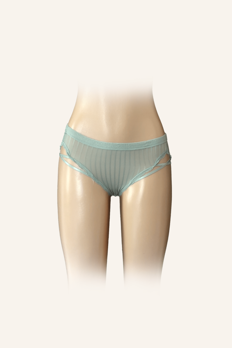Elegant Lace-Trimmed Ribbed Briefs with Satin Accents