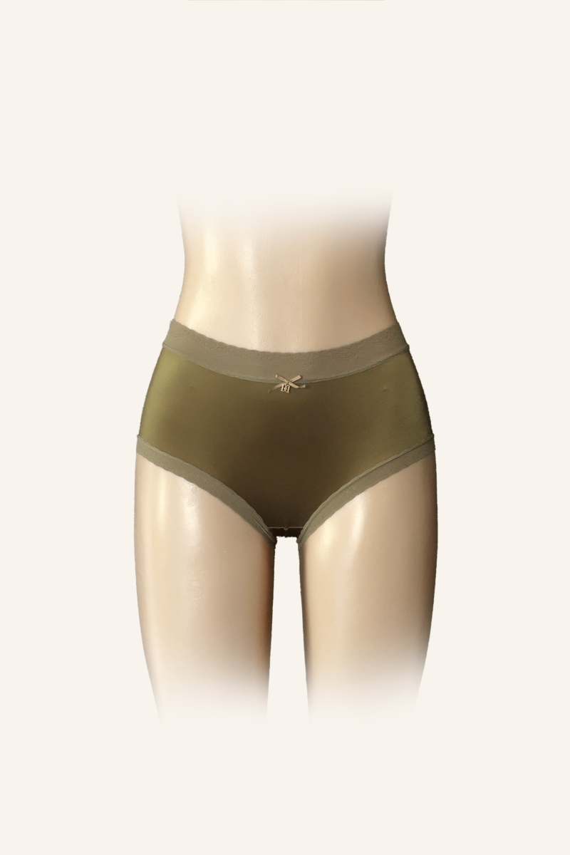 High-Waisted Satin Briefs with Lace Trim