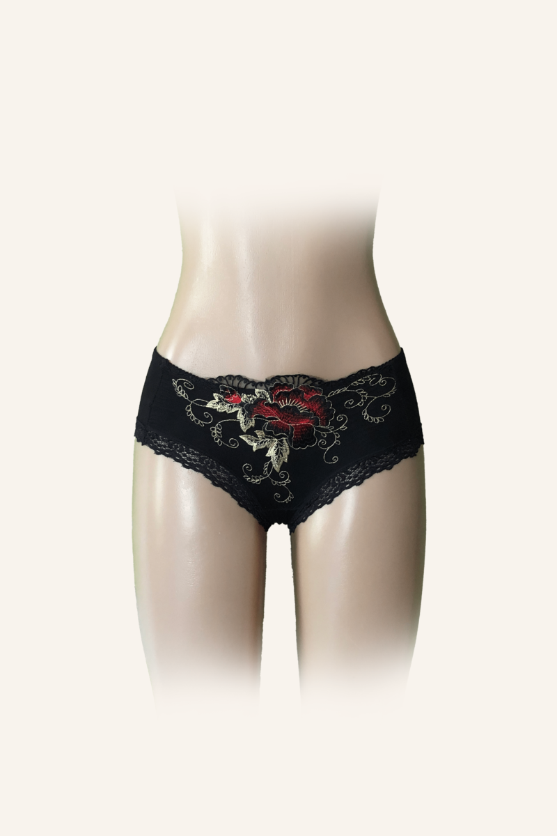 Elegant Black Floral Lace Panty
