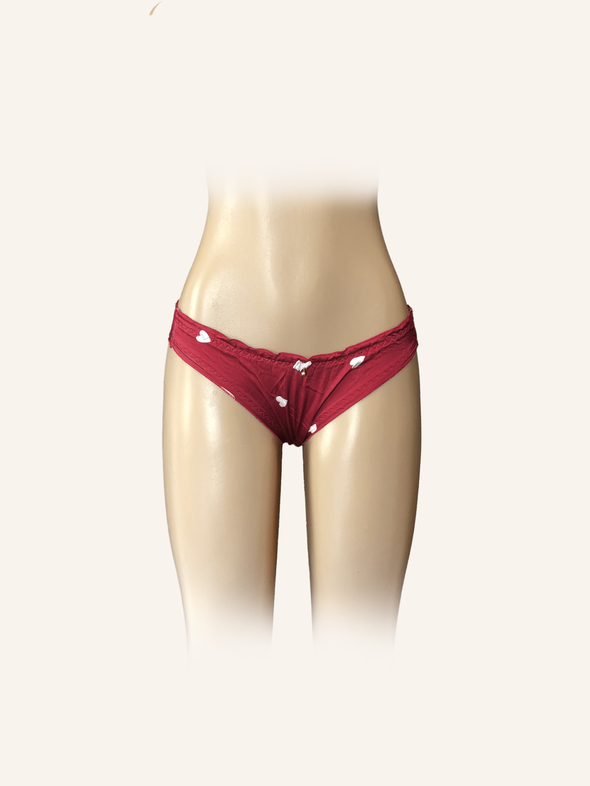 Burgundy Polka Dot Ruffled Satin Panties