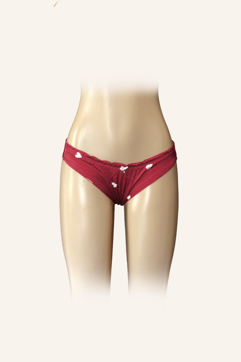 Burgundy Polka Dot Ruffled Satin Panties