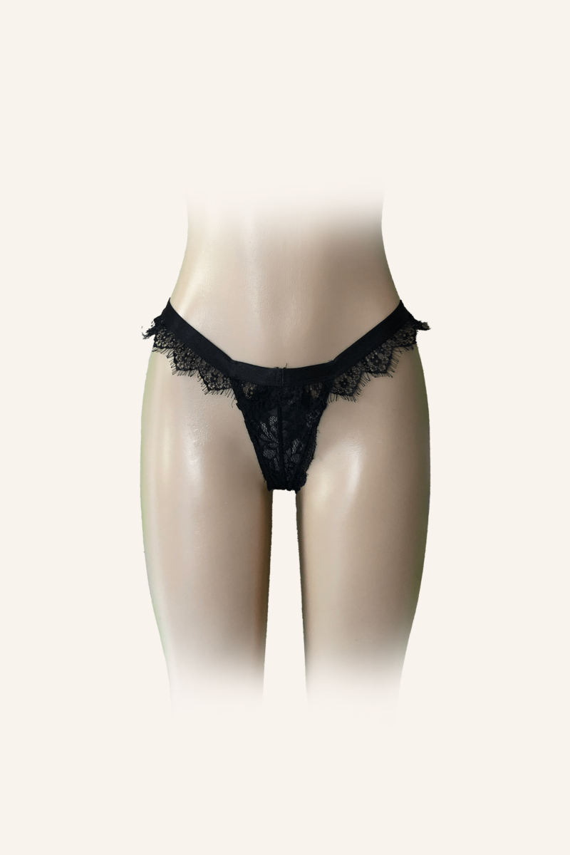 Black Lace Frill Thong
