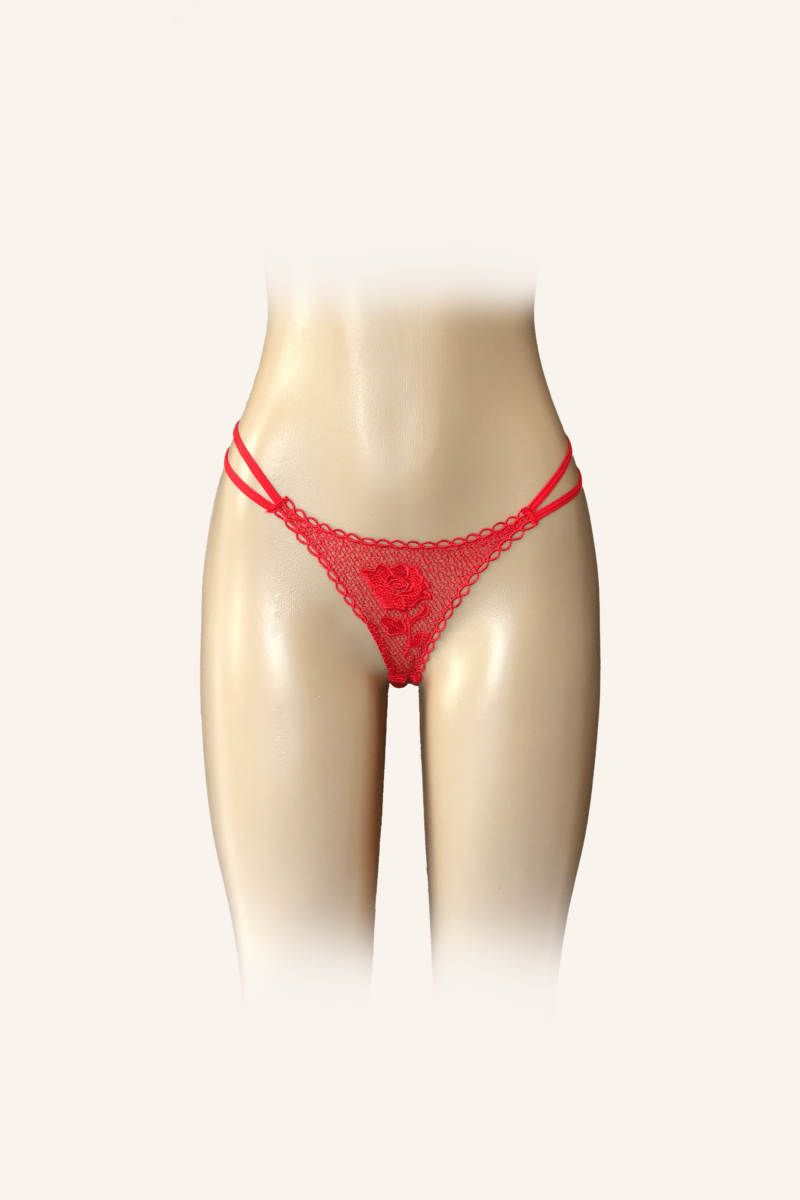 Floral Lace Red Thong