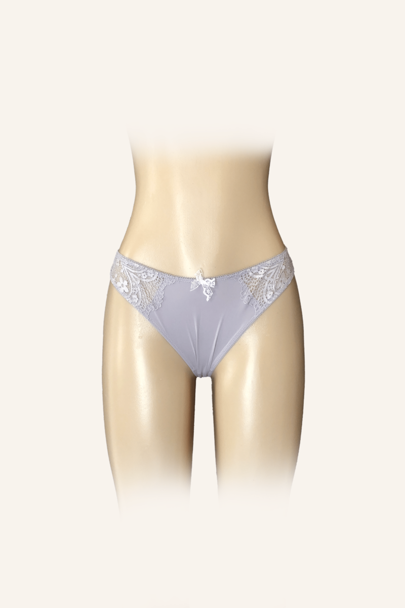 Scalloped Lace Trim Gray Panty
