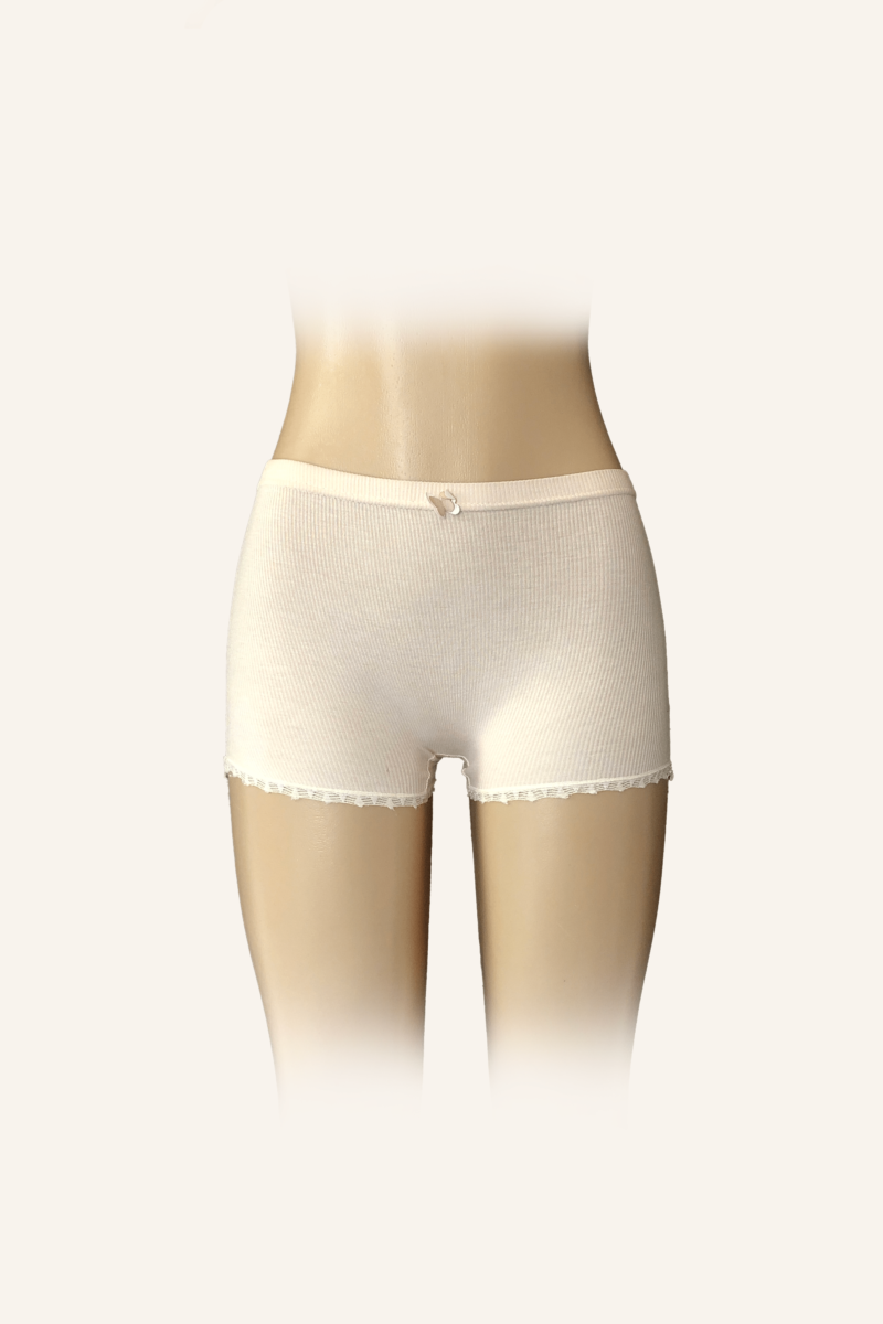 Ribbed Lace-Trim Lounge Shorts