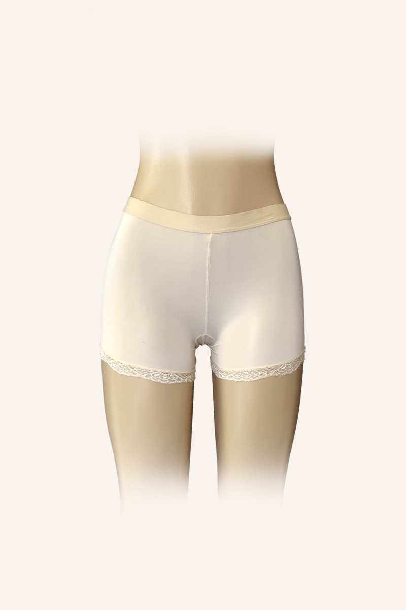 Lace-Trimmed Anti-Chafing Shorts - Nude