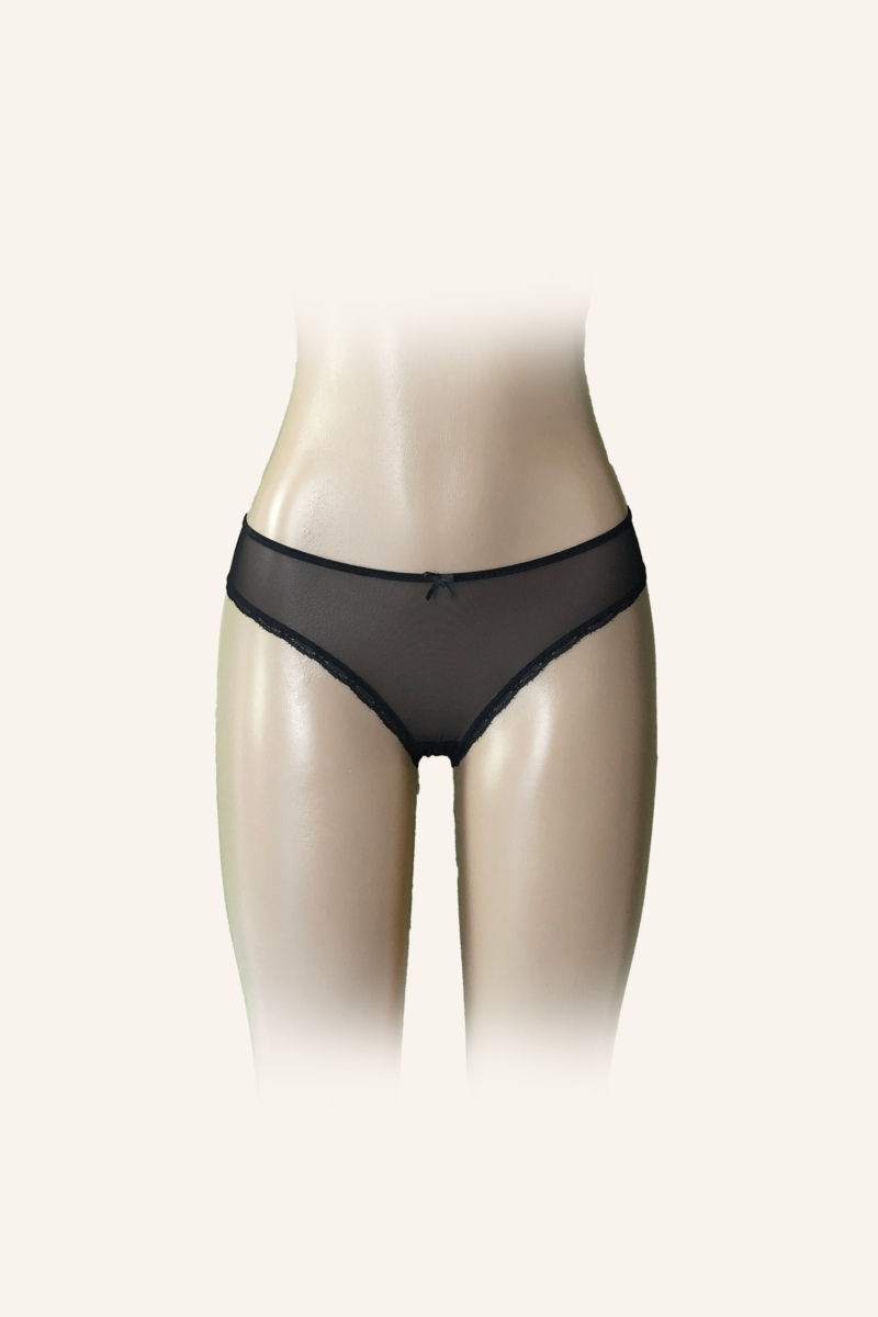 Elegant Black Lace Bikini Panty with Bow Detail