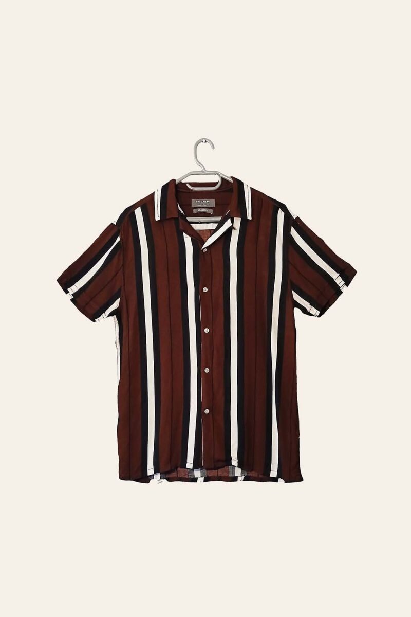 Men's Striped Short-Sleeve Button-Up Shirt