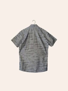 Men's Gray Printed Short-Sleeve Casual Shirt - Image 2