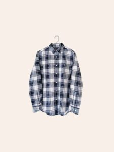 Men's Navy & White Plaid Button-Down Shirt - Image 3