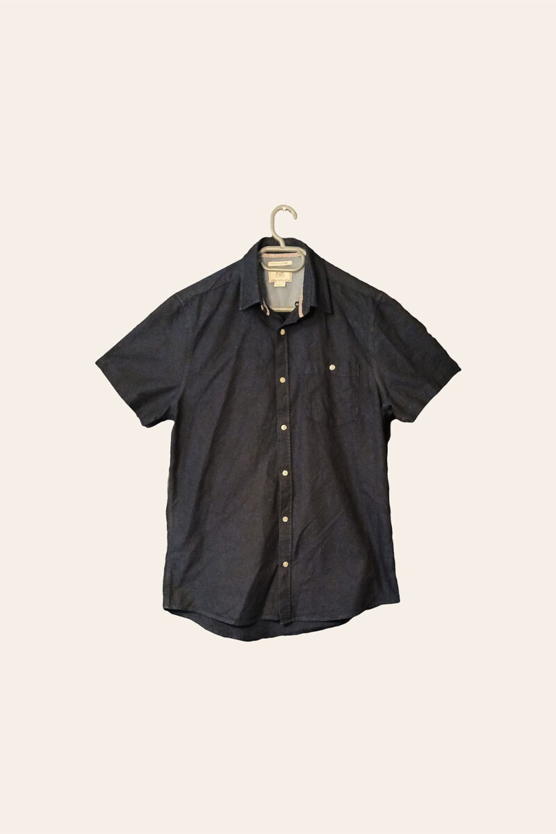 Classic Navy Blue Short-Sleeve Button-Up Shirt