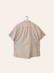 Men's Short-Sleeve Mandarin Collar Linen Shirt - Image 2