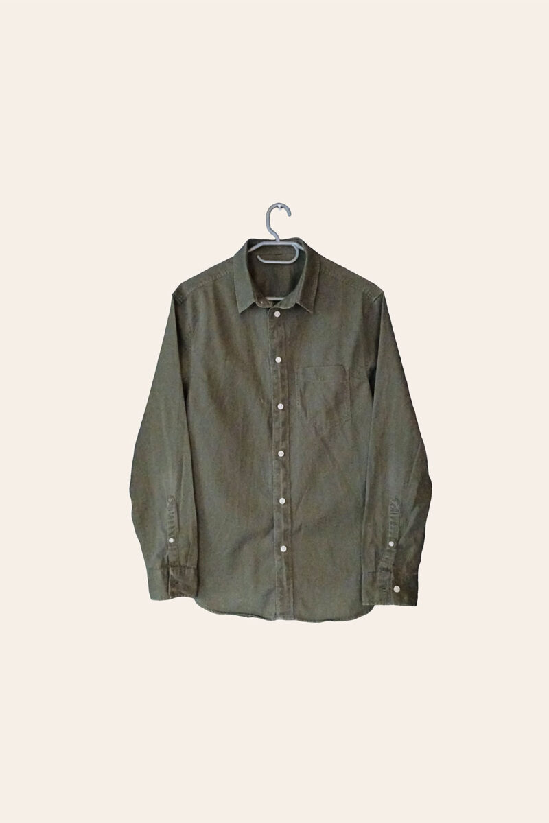 Men's Olive Green Casual Button-Down Shirt
