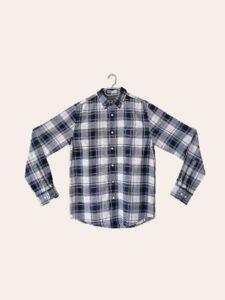Men's Navy & White Plaid Button-Down Shirt - Image 2