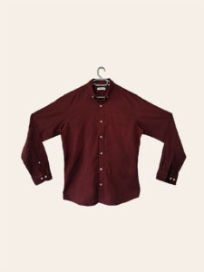 Deep Burgundy Long Sleeve Button-Up Shirt - Image 2