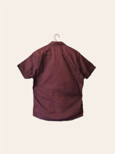 Men's Burgundy Button-Down Short-Sleeve Shirt - Image 2