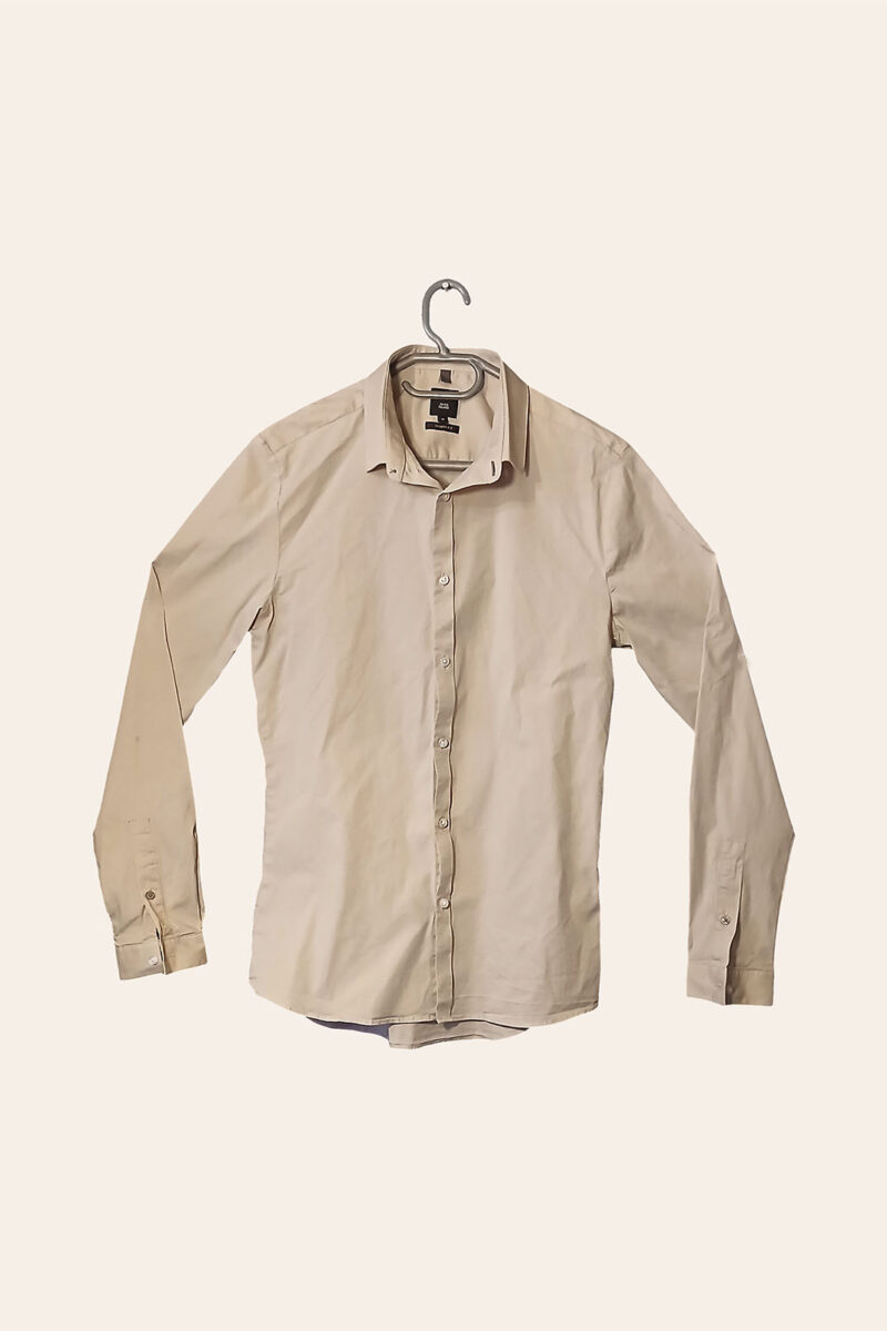 Classic Beige Button-Down Shirt – Premium Cotton Blend