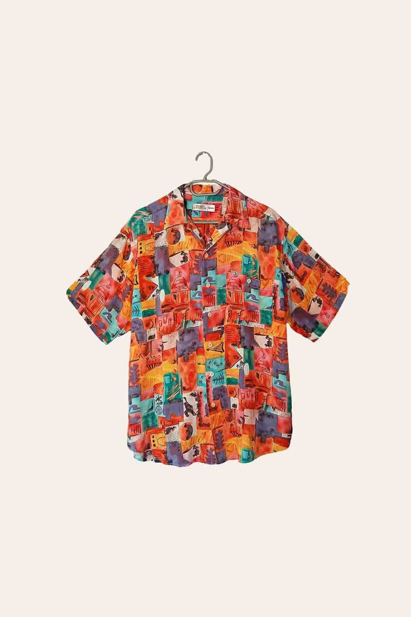 Vibrant Abstract Print Hawaiian Shirt – Short Sleeve Casual