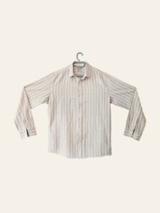 Beige Striped Long Sleeve Button-Up Shirt - Image 2