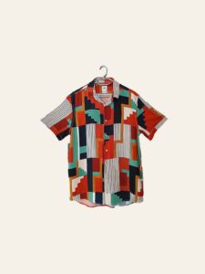 Geometric Print Short-Sleeve Button-Up Shirt - Image 2