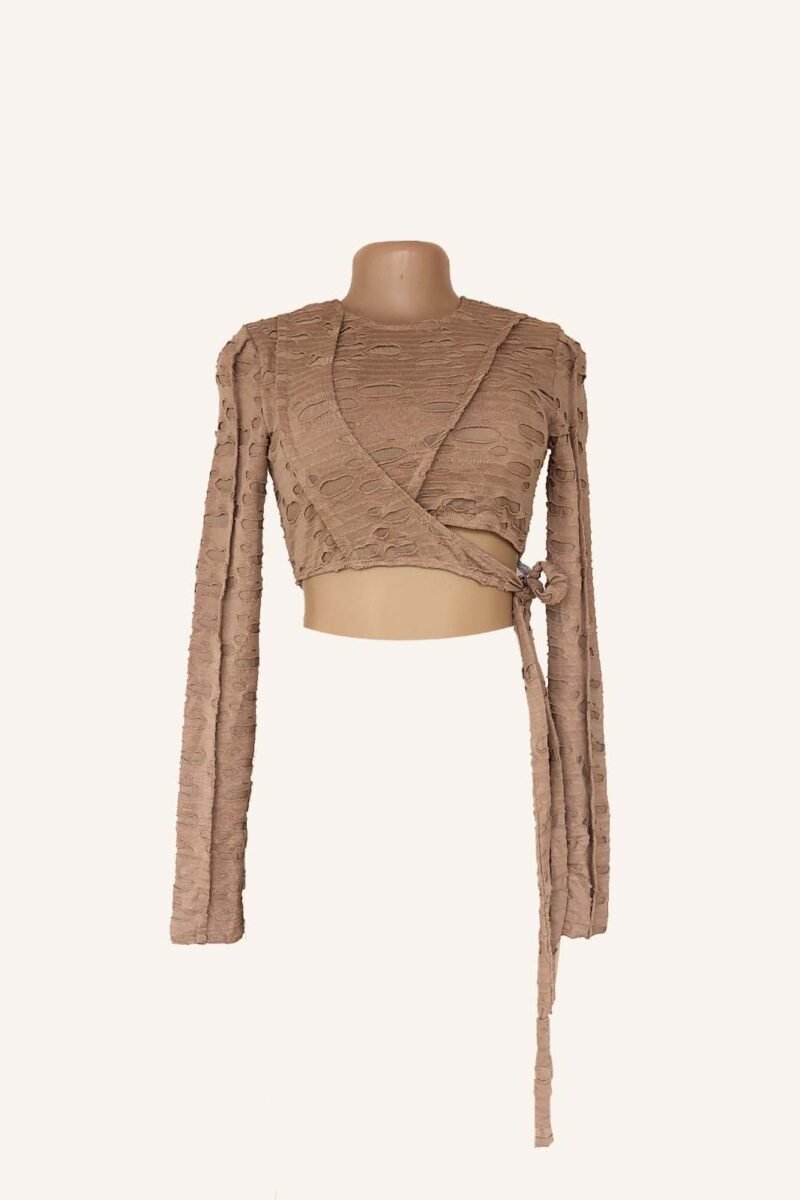 Women's Textured Wrap-Around Crop Top